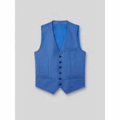 Devred Gilet coordonnable en laine faux uni for Costumes et cravates Couleur Bleu Azur