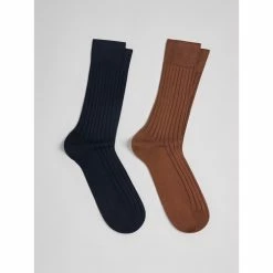Devred Lot de 2 paires de chaussettes uni for Chaussettes et collants Couleur Cognac
