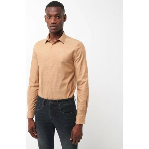 Devred Chemise slim en popeline unie for Chemises Couleur Marron Dune – Image 2