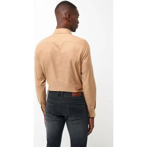 Devred Chemise slim en popeline unie for Chemises Couleur Marron Dune – Image 3