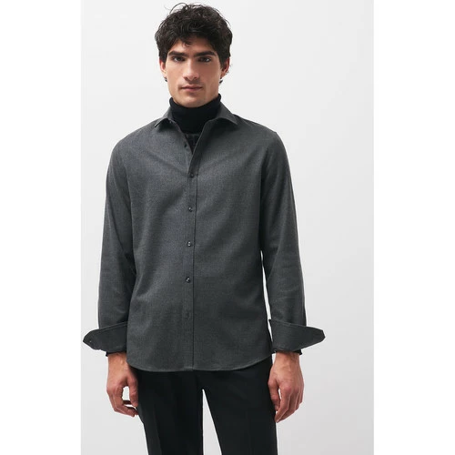 Devred Chemise slim en flanelle unie for Chemises Couleur Anthracite – Image 2