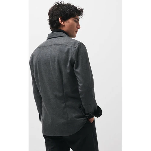 Devred Chemise slim en flanelle unie for Chemises Couleur Anthracite – Image 3