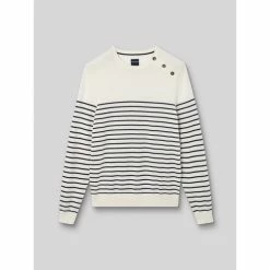 Devred Pull marinière col rond en Coton Bio for Pulls & Gilets Couleur Blanc Neige