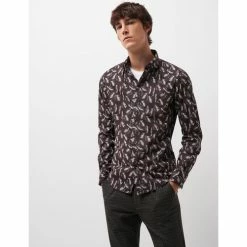 Devred Chemise extraslim imprimée for Chemises Couleur Marron Cafe