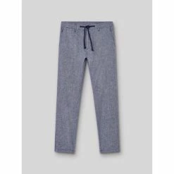 Devred Chino slim en coton - lin faux uni for Pantalons Couleur Chambray