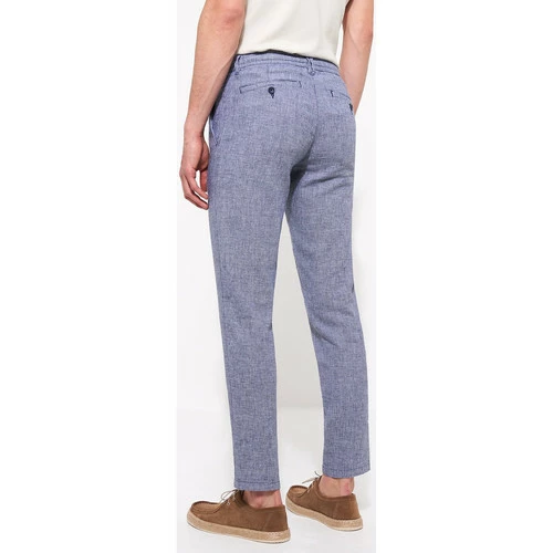Devred Chino slim en coton - lin faux uni for Pantalons Couleur Chambray – Image 3