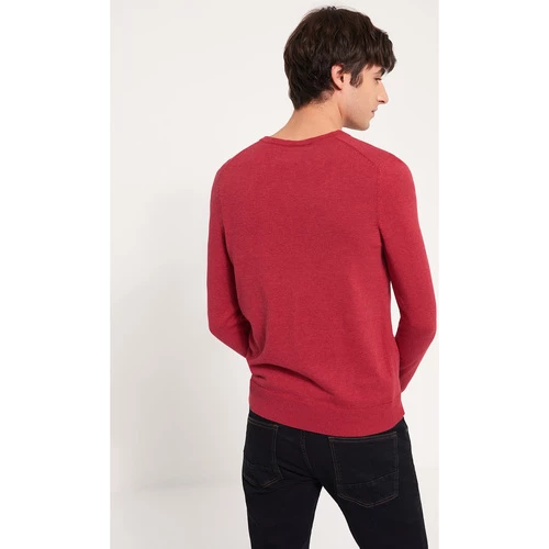 Devred Pull col V en Coton Bio for Pulls & Gilets Couleur Rouge Framboise – Image 3