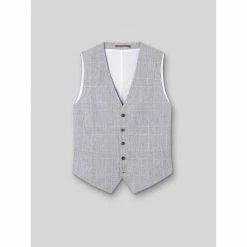 Devred Gilet coordonnable lin prince de galles for Costumes et cravates Couleur Bleu Doux