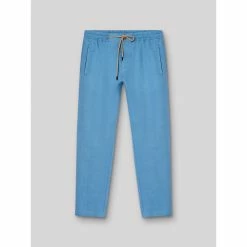 Devred Pantalon coordonnableslim en lin uni for Costumes et cravates Couleur Bleu Gitane