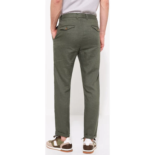 Devred Pantalon coordonnableslim en lin uni for Costumes et cravates Couleur Kaki – Image 3
