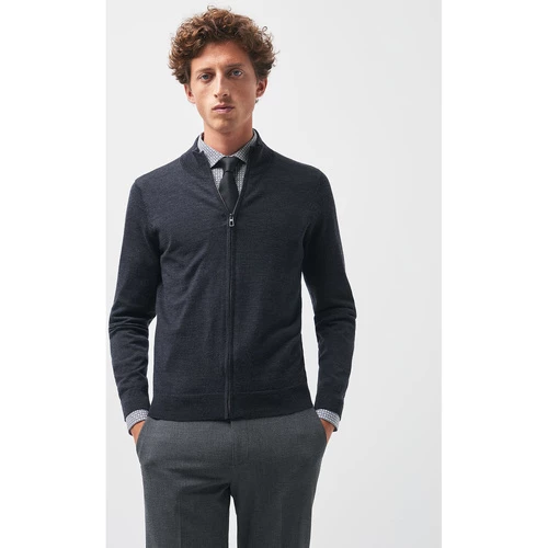 Devred Cardigan zippé en laine certifiée for Pulls & Gilets Couleur Anthracite Chine