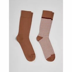 Devred Chaussettes homme à rayures for Chaussettes et collants Couleur Cognac
