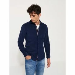 Devred Chemise ville unie en velours for Chemises Couleur Bleu Indien