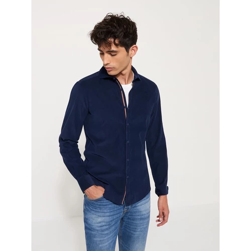 Devred Chemise ville unie en velours for Chemises Couleur Bleu Indien