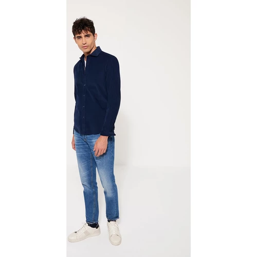 Devred Chemise ville unie en velours for Chemises Couleur Bleu Indien – Image 3