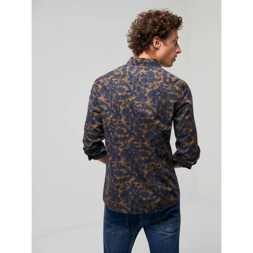 Devred Chemise slim fleurie coton for Chemises Couleur Beige Kaki – Image 3