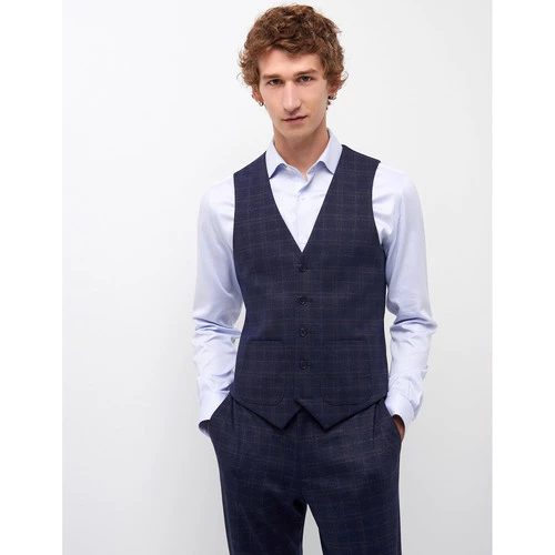 Devred Gilet coordonnable stretch à carreaux for Costumes et cravates Couleur Bleu Medieval – Image 2