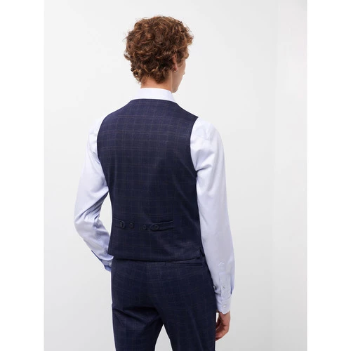 Devred Gilet coordonnable stretch à carreaux for Costumes et cravates Couleur Bleu Medieval – Image 3