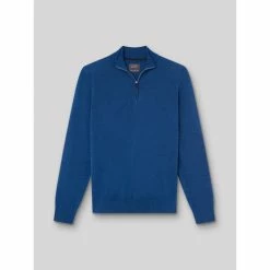 Devred Pull col montant zippé en laine mérinos for Pulls & Gilets Couleur Bleu Artic