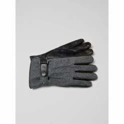 Devred Gants homme en flanelle et cuir for Accessoires textile Couleur Anthracite Chine