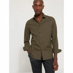Devred Chemise ville unie en flanelle for Chemises Couleur Vert Olive