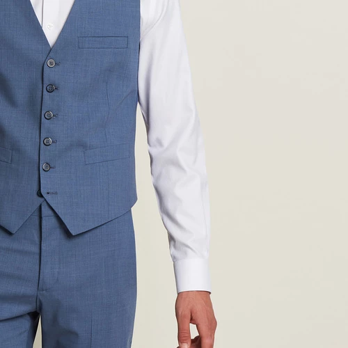 Devred Gilet stretch laine 120's for Costumes et cravates Couleur Bleu Gendarme – Image 2