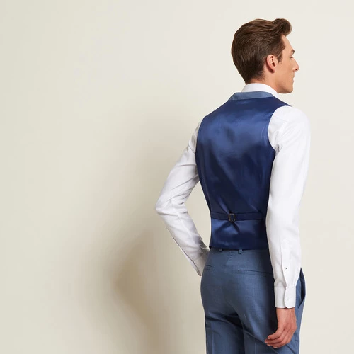 Devred Gilet stretch laine 120's for Costumes et cravates Couleur Bleu Gendarme – Image 3