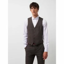 Devred Gilet coordonnable stretch à carreaux for Costumes et cravates Couleur Brown Stone