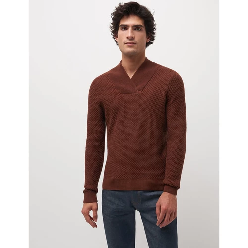 Devred Pull col chale nid d'abeille for Pulls & Gilets Couleur Marron Acajou – Image 2