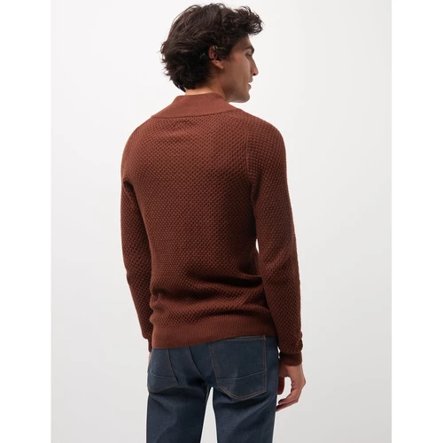 Devred Pull col chale nid d'abeille for Pulls & Gilets Couleur Marron Acajou – Image 3